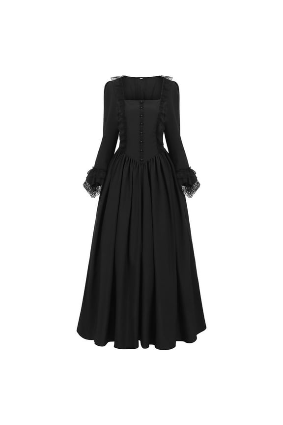 Women Gothic Victorian Dress Renaissance Ball Gown Costume 2025 Halloween Medieval Peasant Dresses Long Sleeve