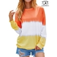 thumbnail image 1 of Women Gradient Round Neck Colorblock Casual Long Sleeve Sweatshirts, 1 of 5