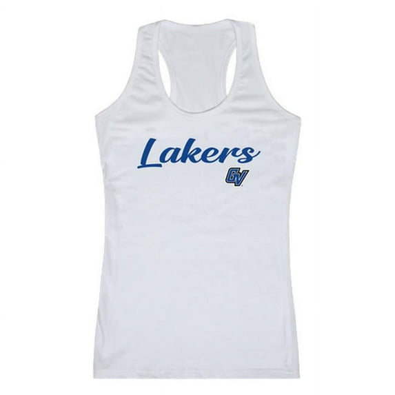 Women Grand Valley State Lakers Script Tank T-Shirt, White - Large