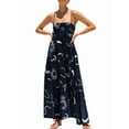 thumbnail image 1 of Women Graphic Maxi Dress Spaghetti Strap Floral Boho Long Dress Flowy Summer Holiday Beach Dress Hidden Blue Flowers S, 1 of 7