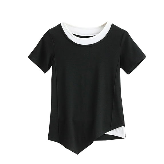 Women Graphic Oversized Ripped Boxy Tee Shirt Distressed Short Sleeve Crop Top