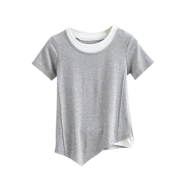 Women Graphic Oversized Ripped Boxy Tee Shirt Distressed Short Sleeve Crop Top