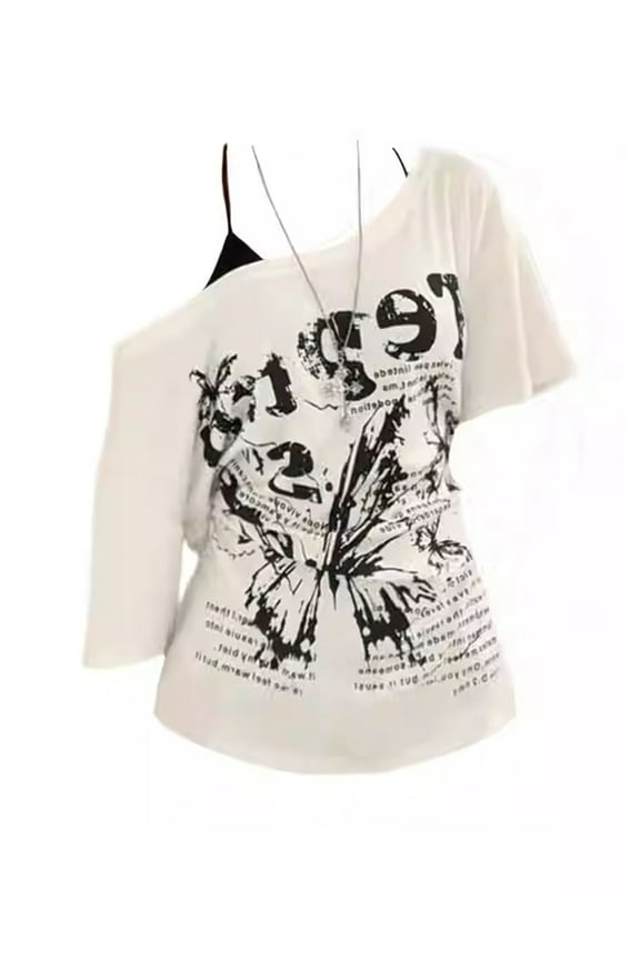 Women Graphic Print T-shirt Vintage Harajuku Y2k Tee Top Shoujo Girl Aesthetic Oversize Short Sleeve T-shirt 2000s Clothes 2025