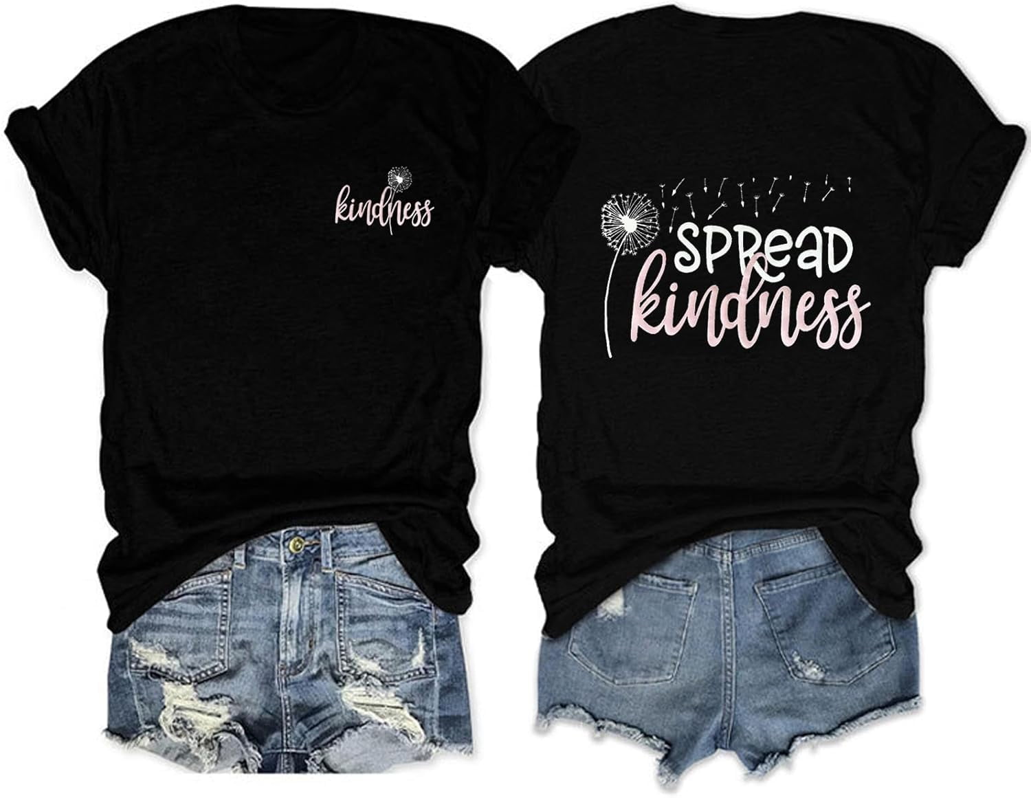 ROSEPARK Women's Cute Graphic Heart Print T-Shirt - Casual Summer Top, Sizes S-XXL, Soft Cotton Blend