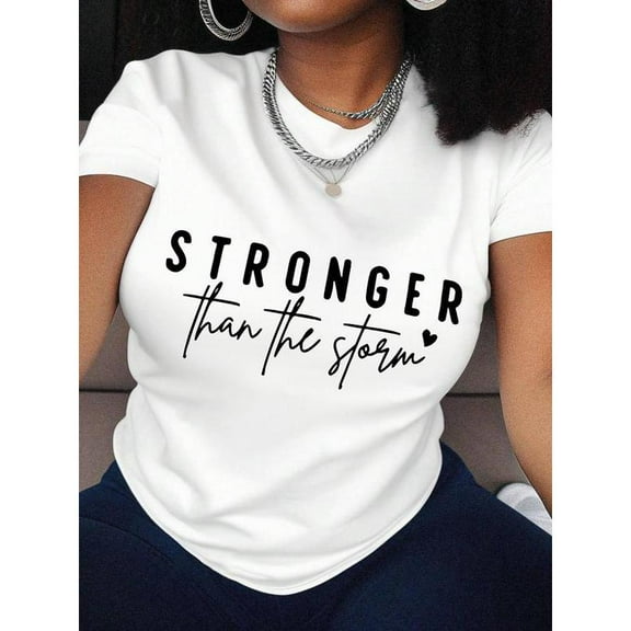 Women Graphic Tee White S-5XL Letter Heart Print Round Neck Short Sleeve Cotton T-Shirt Top Casual Daily Wear