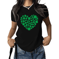 thumbnail image 1 of Women Green Heart Clover Cotton Graphic Tee Round-neck Printed Cotton T Shirt White S-5XL, 1 of 4