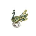 thumbnail image 1 of Women Green Peacock Fashion Ring Silver Metal Elastic Jewelry Adjustable Size, 1 of 1