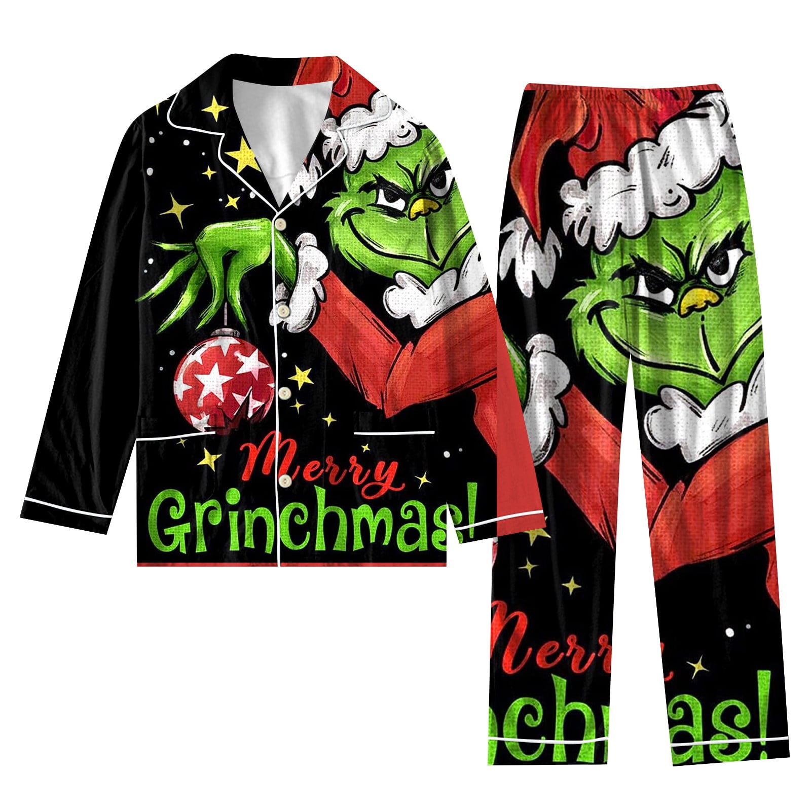 Women Grinch Christmas Pajamas Set Silk Pajamas Christmas Costume