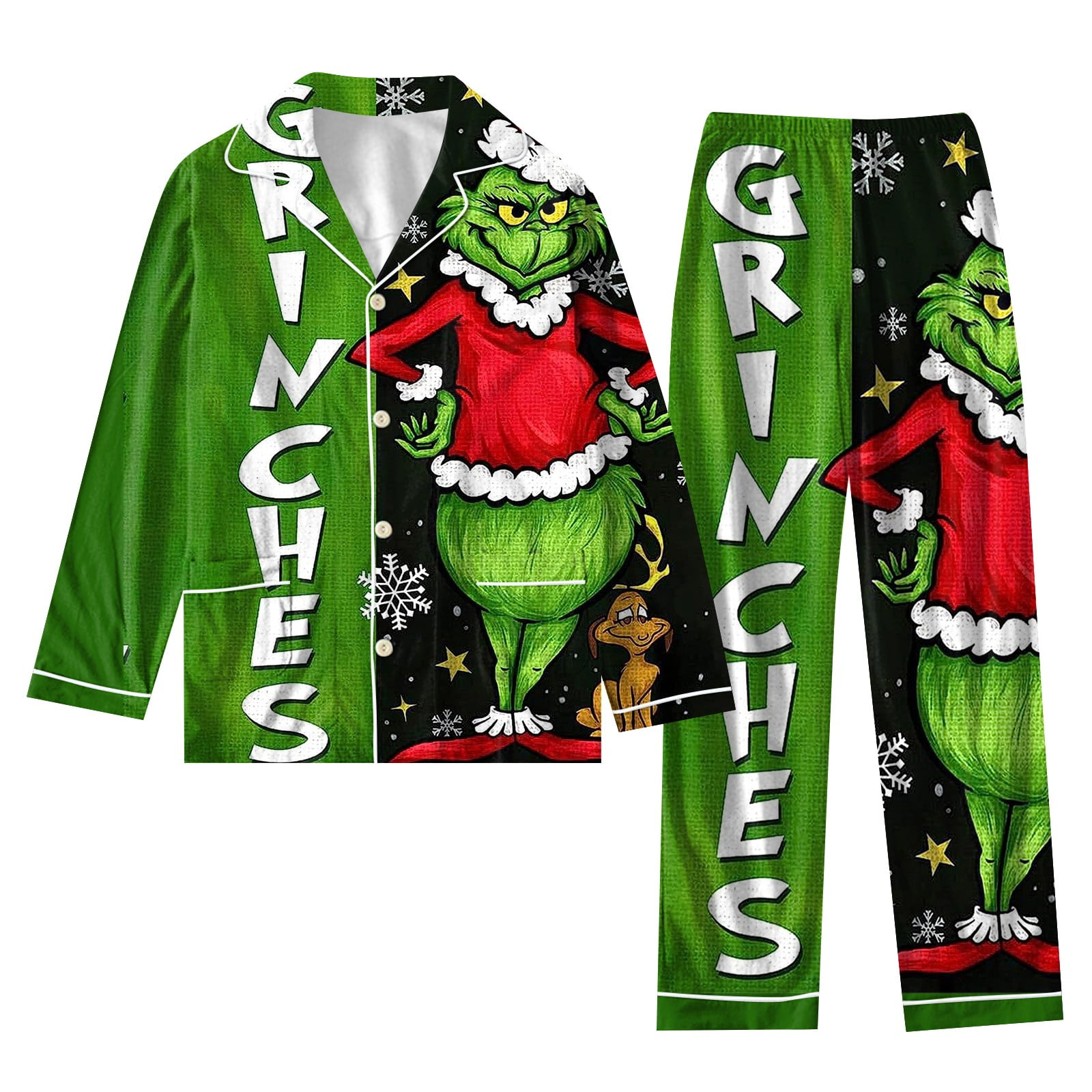 Women Grinch Christmas Pajamas Set Silk Pajamas Christmas Costume