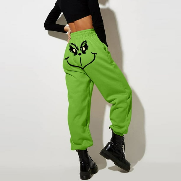 Women Grinch Sweatpants Christmas Sweatpants Grinch Printed Grinch Stole Christmas Geek Lady Grinch Pajama Pants Wide Leg Pants Mens Sweatpants