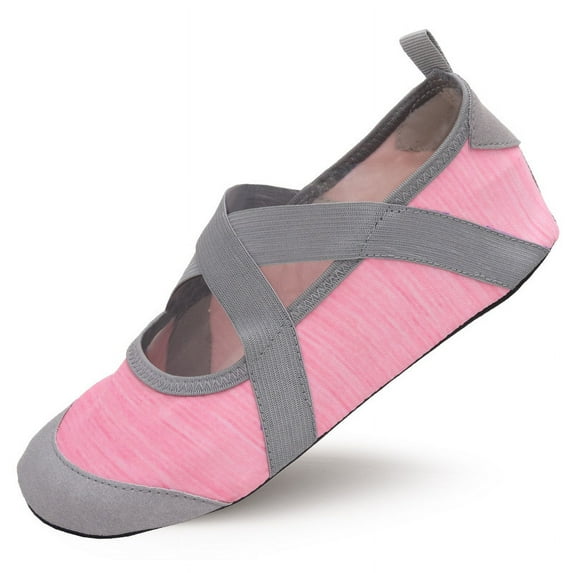 Women Gym Yoga Shoes Flat Anti-Slip Sole Ballet Fitness Dance Shoes Pilates Yoga Shoes Socks Skipping Rope Lightweight at home (Pink,38-39)