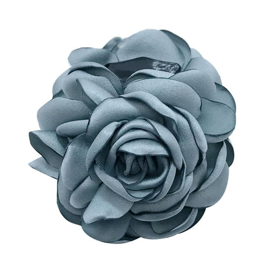 Women Hair Claw Clip, Fashion Elegant Solid Color Large Rose Flower Decor Floral Jaw Barrette Grip Clamp Twist Hair Up Fancy Accessories Hair Accessory for Daily Wear