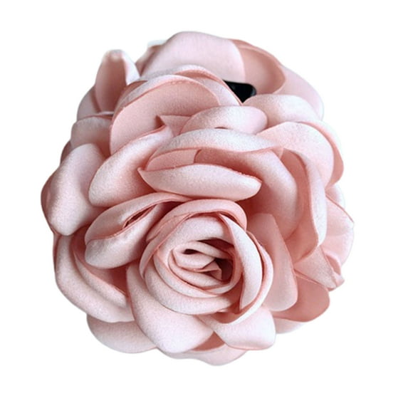 Women Hair Claw Clip, Fashion Elegant Solid Color Large Rose Flower Decor Floral Jaw Barrette Grip Clamp Twist Hair Up Fancy Accessories Hair Accessory for Daily Wear