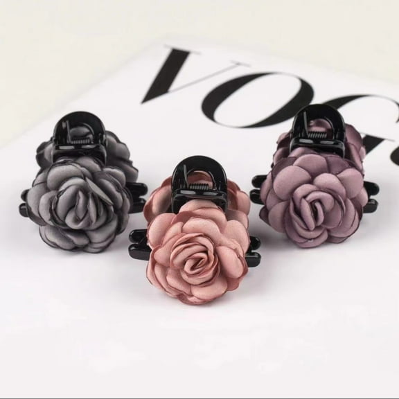 Women Hair Claw Double-sided Rose Flower Decor Anti-slip Teeth Hair Clip Back Head Shark Hair Grip Hair Decoration