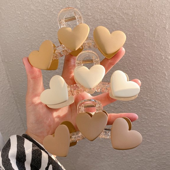 Women Hair Claw Heart Decor Transparent Teeth Design Hollow Out Elastic Spring Hair Decoration Anti-slip Strong Claw Women Hair Gripper Hair Styling Tool