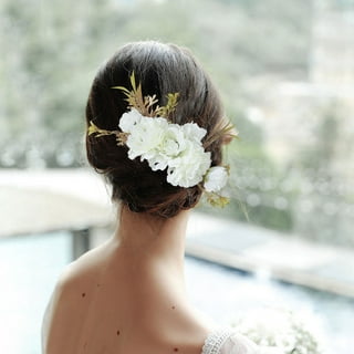 White Floral hair pins, flower hair accessories for wedding set of 3