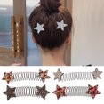thumbnail image 1 of Women Hair Comb Star Shape Shiny Rhinestone Anti-slip Elastic Back Hair Decoration Organization Lightweight Reusable Hair Styling Tool, 1 of 8