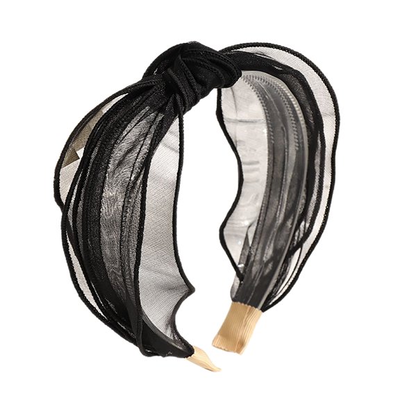 Women Hair Head Band, Fashion Net Knotted Wide Band Turban for Sport Party Daily Life 7 Colors