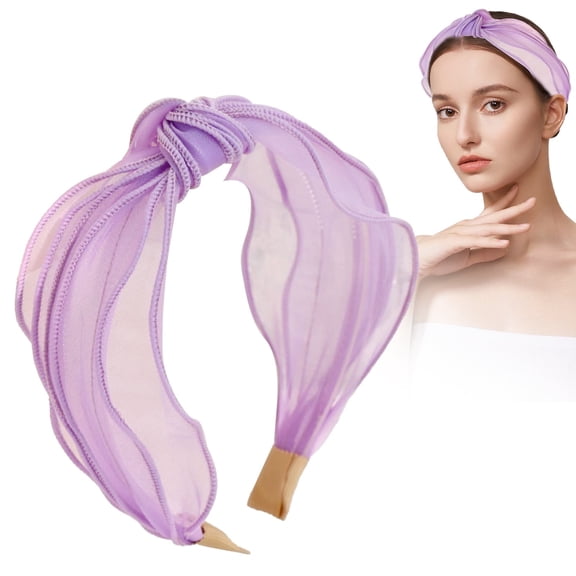 Women Hair Headband Fashion Net Knotted Wide Turban - Versatile Hair Accessory for Sport, Daily Life, Makeup, Travel, Lightweight Mesh Material, Durable & Reusable, Fits All Hair T