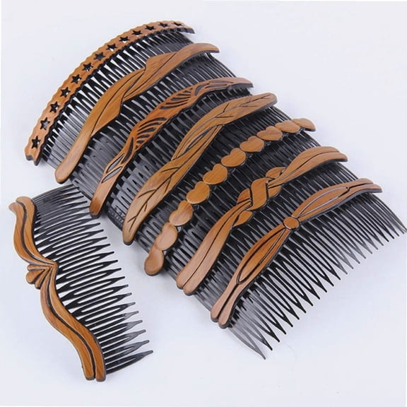 Women Hair Side Comb Retro Wooden Hair Comb Pin Clips Hair Fork Pigtail Holders for Hair Styling Accessories