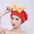 thumbnail image 1 of Women Hair Towel Cute Bowknot Coral Fleece Drying Hair Hat for Curly Long Thick Hair Girls, 1 of 9