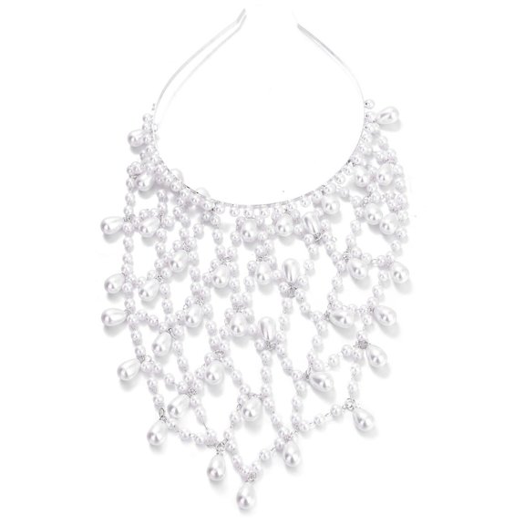 Women Hairband Pearls Hair Jewelry Bridal Modern Blingbling Tassels Pearls for Bride Wedding Party Head Cluster