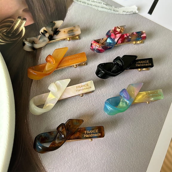 Women Hairpin Bow-knot Shape Contrast Color Candy Color Anti-slip Lightweight Stainless Portable Side Clip Bangs Clip Hair Accessory