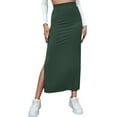 thumbnail image 1 of Women Half Dress, Solid Color Spring Fall Summer Street Casual Party Split Hem High Waist Skirt, 1 of 6
