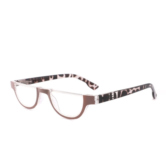 Women Half Moon Reading Glasses 1.00 Men Half Round Spring Hinges Vintage Brown Readers +1.00 Strength