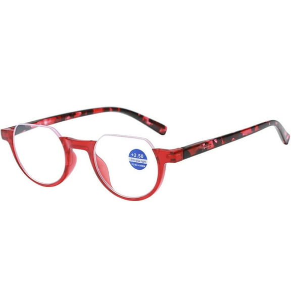 Women Half Moon Reading Glasses 3.00 Men Anti-blue Light Presbyopia Glasses Red Spring Hinges Readers 3.00 Strength