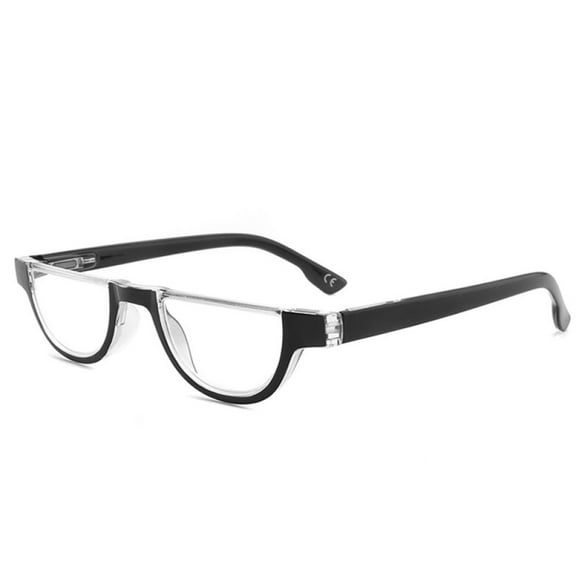 Women Half Moon Reading Glasses 3.50 Men Half Round Spring Hinges Vintage Black Readers +3.50 Strength