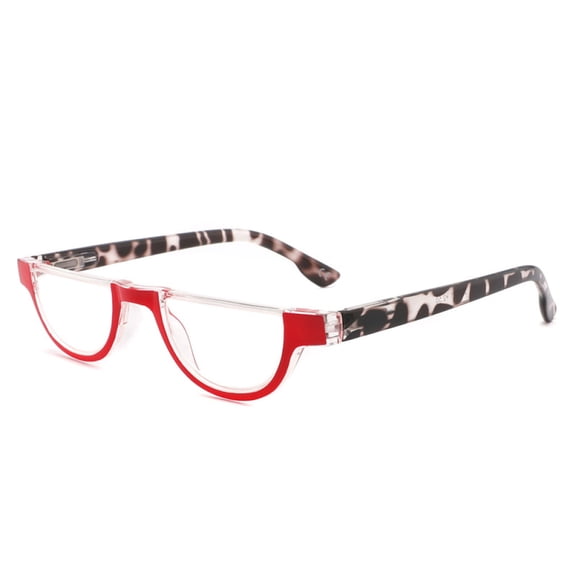 Women Half Moon Reading Glasses 4.00 Men Half Round Spring Hinges Vintage Red Readers +4.00 Strength