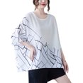 thumbnail image 1 of Women Half Sleeves Crewneck Patchwork Tops Oversized T-Shirt Blouse GA2565 White, 1 of 5