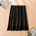 thumbnail image 1 of Women Half Slip Ice Silk Underskirt with Lace Hem Petticoat Underskirt Knee-Length Inner Skirt Underwear Black One Size, 1 of 3