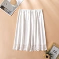 thumbnail image 1 of Women Half Slip Ice Silk Underskirt with Lace Hem Petticoat Underskirt Knee-Length Inner Skirt Underwear White One Size, 1 of 4
