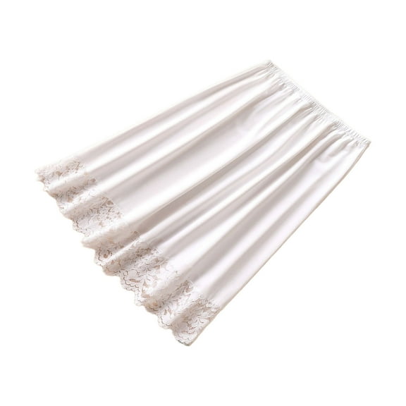 Women Half Slip Knee Length Lace Trim Invisible Underskirt Under Dresses Slip Basic Solid Color Elastic Waist Petticoat