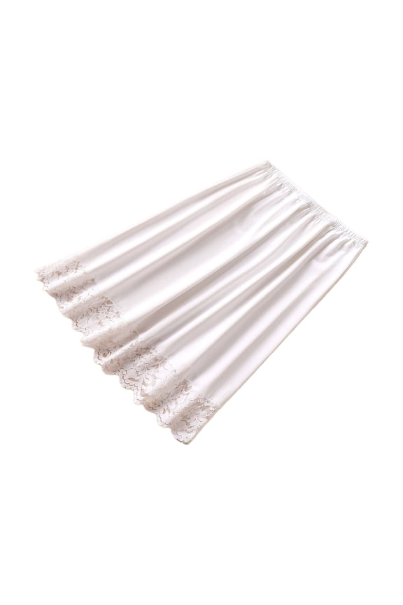 Women Half Slip Knee Length Lace Trim Invisible Underskirt Under Dresses Slip Basic Solid Color Elastic Waist Petticoat