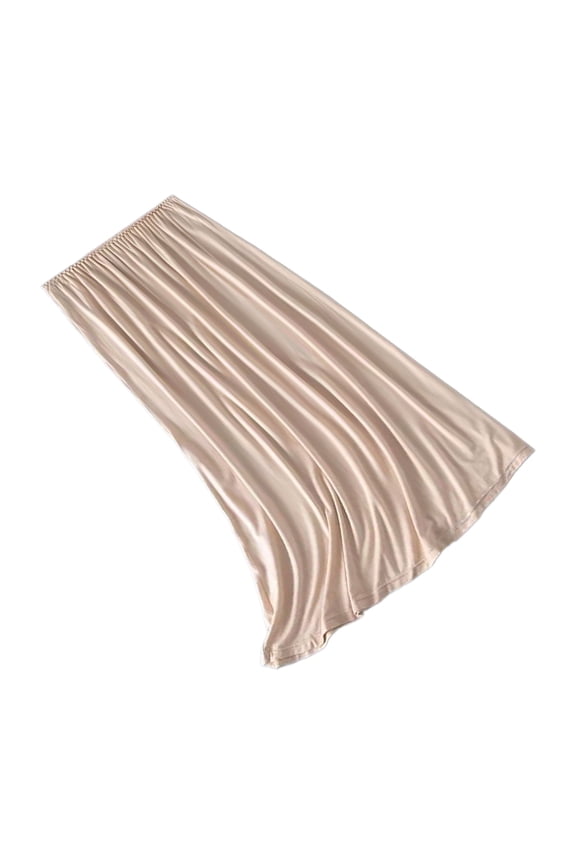 Women Half Slip Long Underskirt Under Dresses Slip Elastic Waist Long Petticoat Basic Solid Color Invisible Skirt