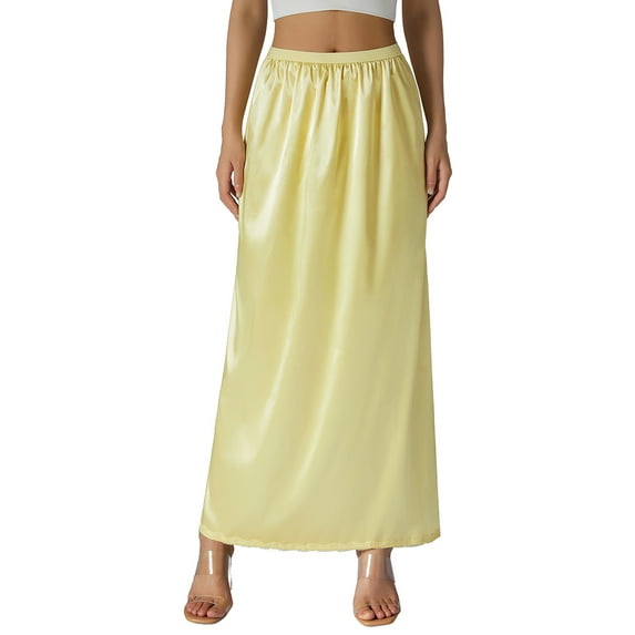 Women Half Slip Underskirt, Solid Color Elastic Waist Inner Lining for Midi Skirt, Long Underskirt Plus Size