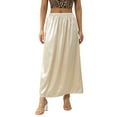 thumbnail image 1 of Women Half Slip Underskirt, Solid Color Elastic Waist Inner Lining for Midi Skirt, Long Underskirt for Ladies, S/M/L/XL/XXL, 1 of 9