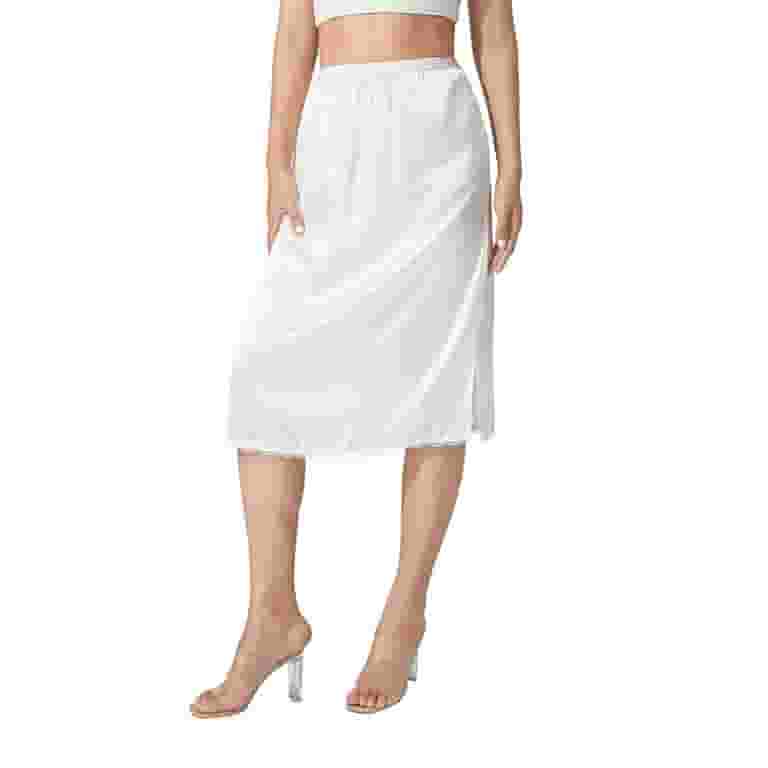 Women Half Slip for Under Dresses Elastic Waist Lace Trim Satin