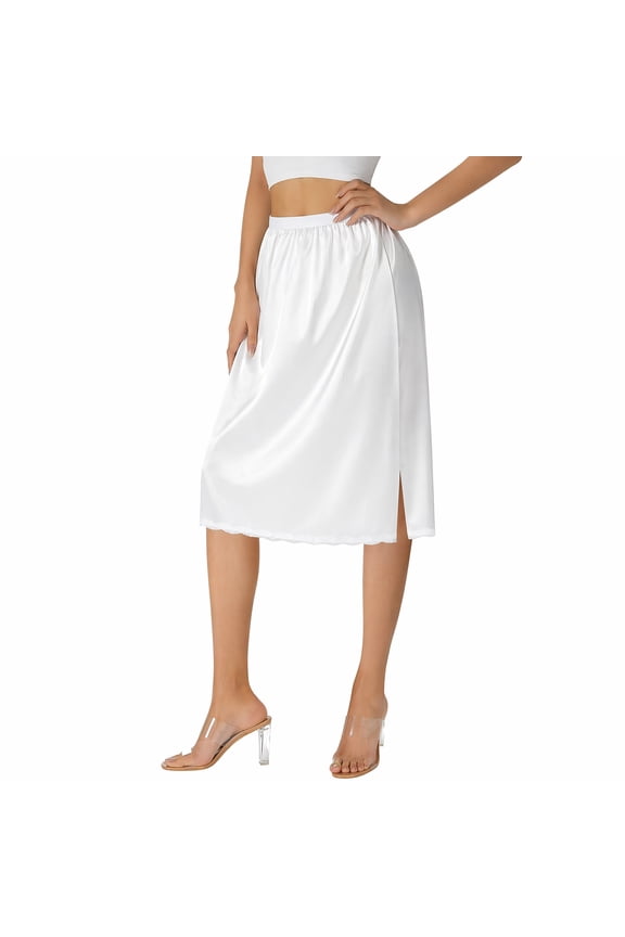 Women Half Slips Under Dress - Lace Hem, Elastic Waist, Knee Length Petticoat