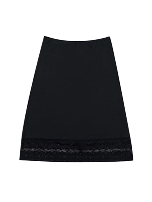 Women Half Slips for Under Dress High Waist Underskirt with Lace Trim Elegant Color Slip Skirt Petticoat Underwear