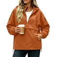 thumbnail image 1 of Women Half Zip Hooded Anorak Windbreaker Pullover Jacket with Pockets Casual Lightweight Windproof Outdoor Coat Orange, 1 of 9