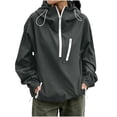 thumbnail image 1 of Women Half Zip Hooded Rain Jacket, Lightweight Windproof Water Resistant Anorak Coat with Drawstring Hem Cuffs, Casual Outdoor Rain Outerwear for Daily Walking Travel(Grey,L), 1 of 5