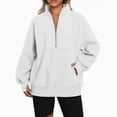 thumbnail image 1 of Women Half Zip Long Sleeve Pullover Sweatshirts Solid Relaxed Fit Winter Fleece Hoodies, 1 of 4