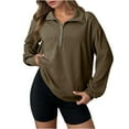 thumbnail image 1 of Women Half Zip Pullover Winter Warm Long Sleeve Quarter Zip Mock Neck Sweatshirt with Pockets, 1 of 8
