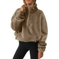 thumbnail image 1 of Women Half Zip Sweatshirts Fuzzy Fleece Sherpa Stand Collar Pullover Solid Color Long Sleeve Sweatshirt Fall Wiinter Warm Tops with Pocket, 1 of 5