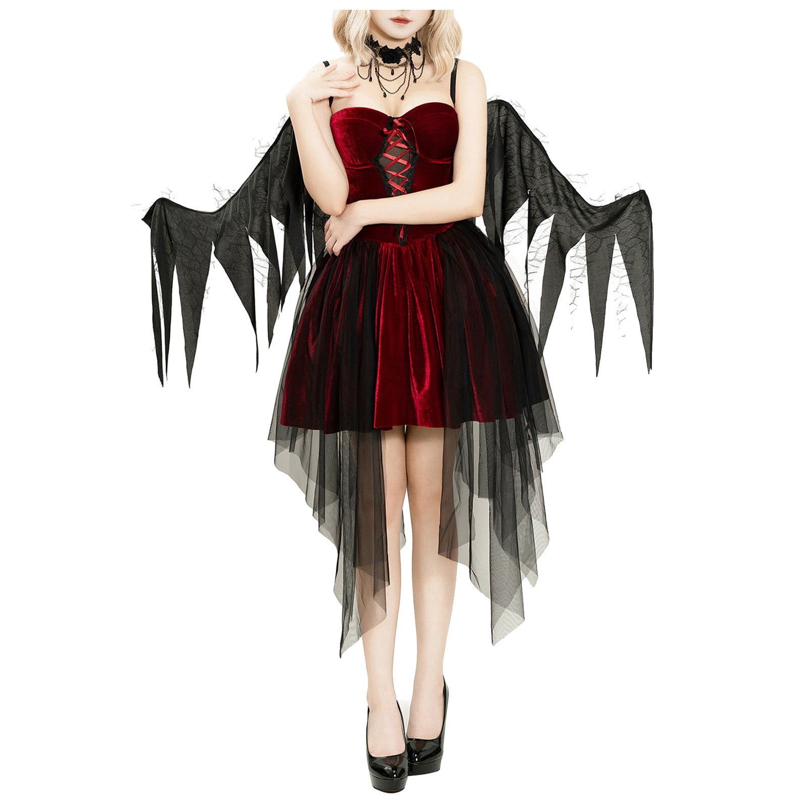 dark angel red dress Fallen Angel Red Wings Halloween Stock Photos