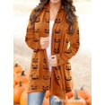 thumbnail image 1 of Women Halloween Cardigan Fashionable Pumpkin Animal Cat Printing Jacket Long Sleeve Coat Female Autumn Winter Clothes, 1 of 6